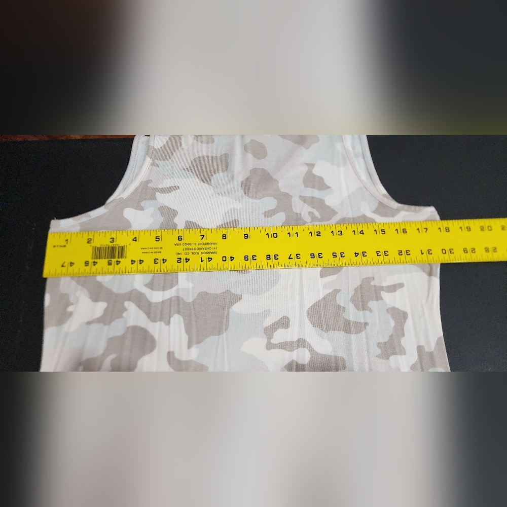 Olive & Oak Camo Knit Dress Sleeveless High Low Hem Tank V Neck Pastels Earth - Picture 3 of 11